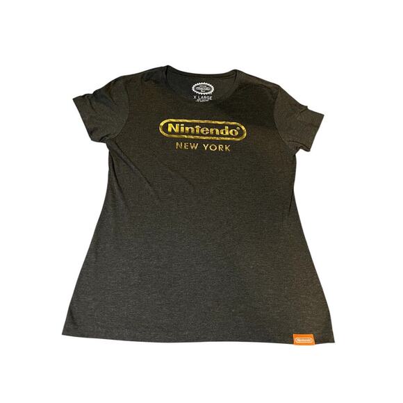 NWOT Nintendo New York NY Logo Shirt Gray Gold Seal Official Authentic Unisex XL - Picture 1 of 6